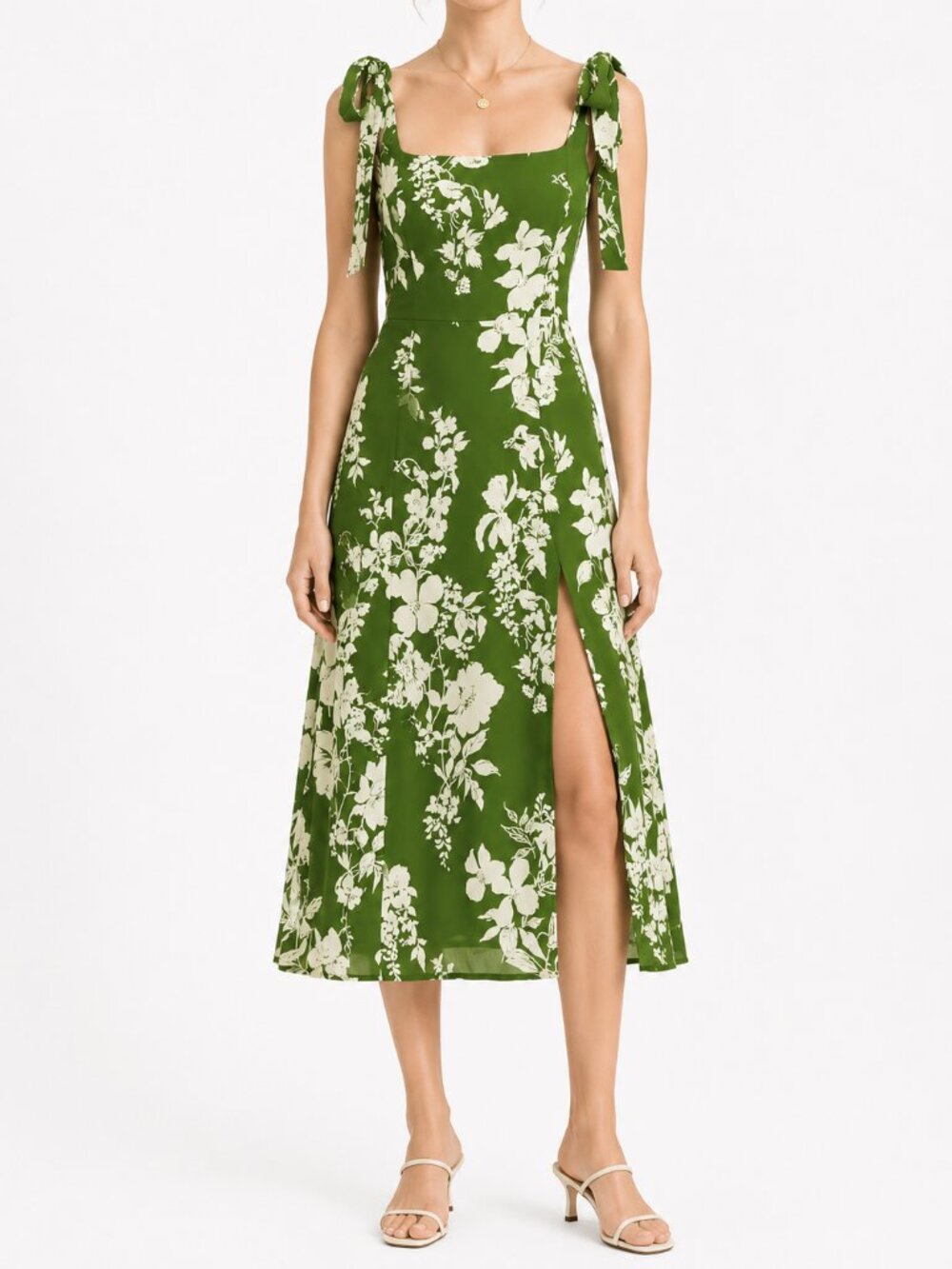 Reformation Twilight Midi Dress Mystique Green Floral 8 - Picture 1 of 10